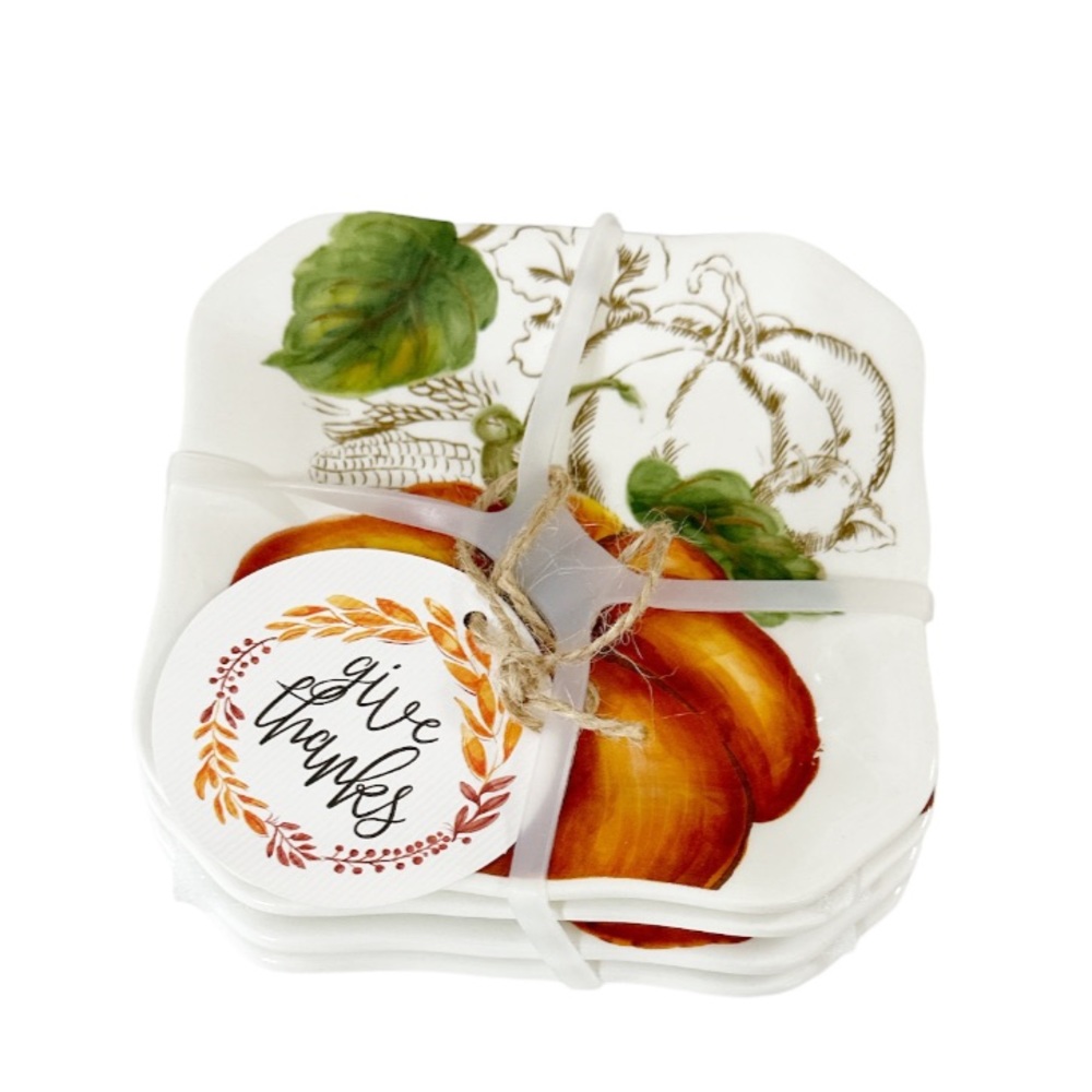 Autumn Harvest Ceramic Appetizer Plates Set of 4